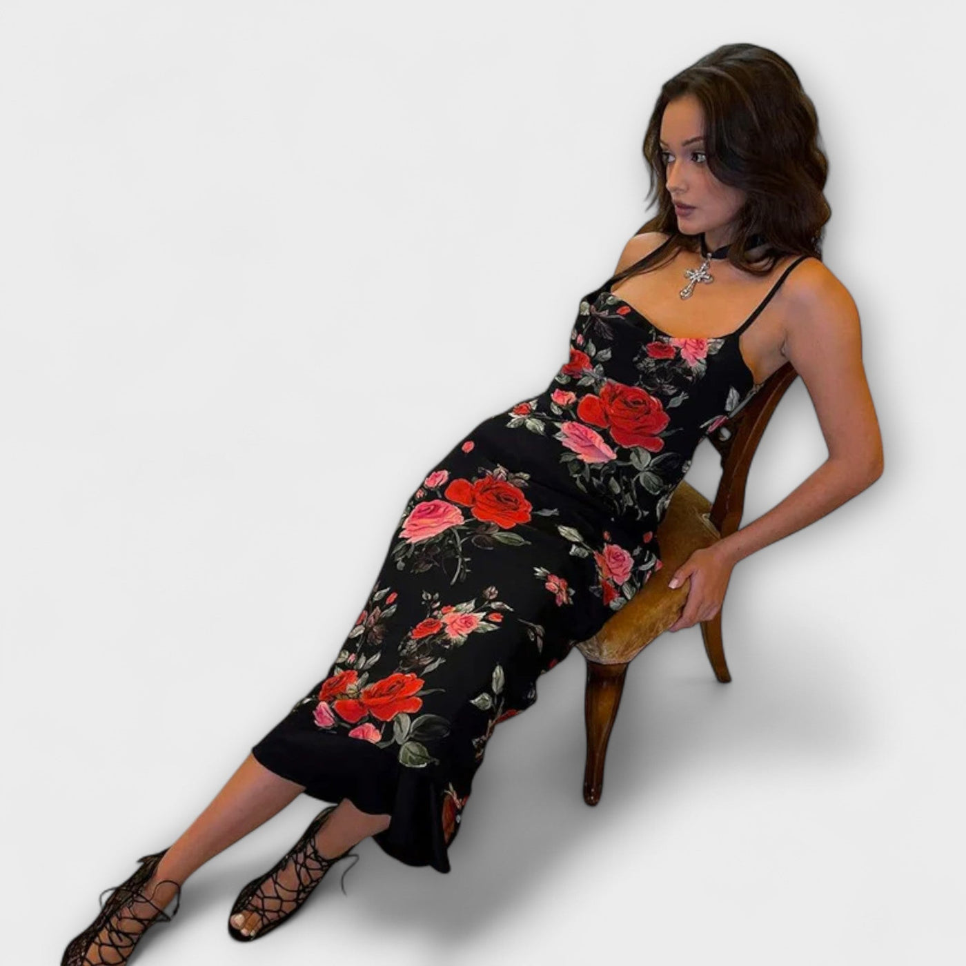 Blumenmuster Spaghetti-Träger Bodycon Kleid