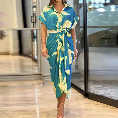 Avelena | Hochtailliertes Bedrucktes Langes Kleid für Frauen