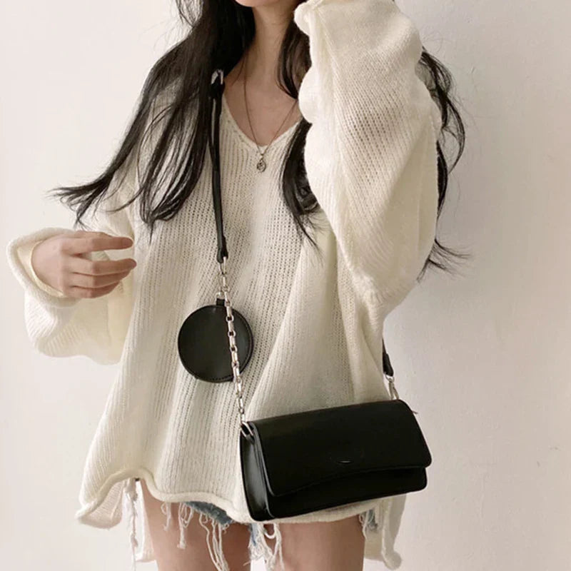 Lockerer Pullover mit V-Ausschnitt