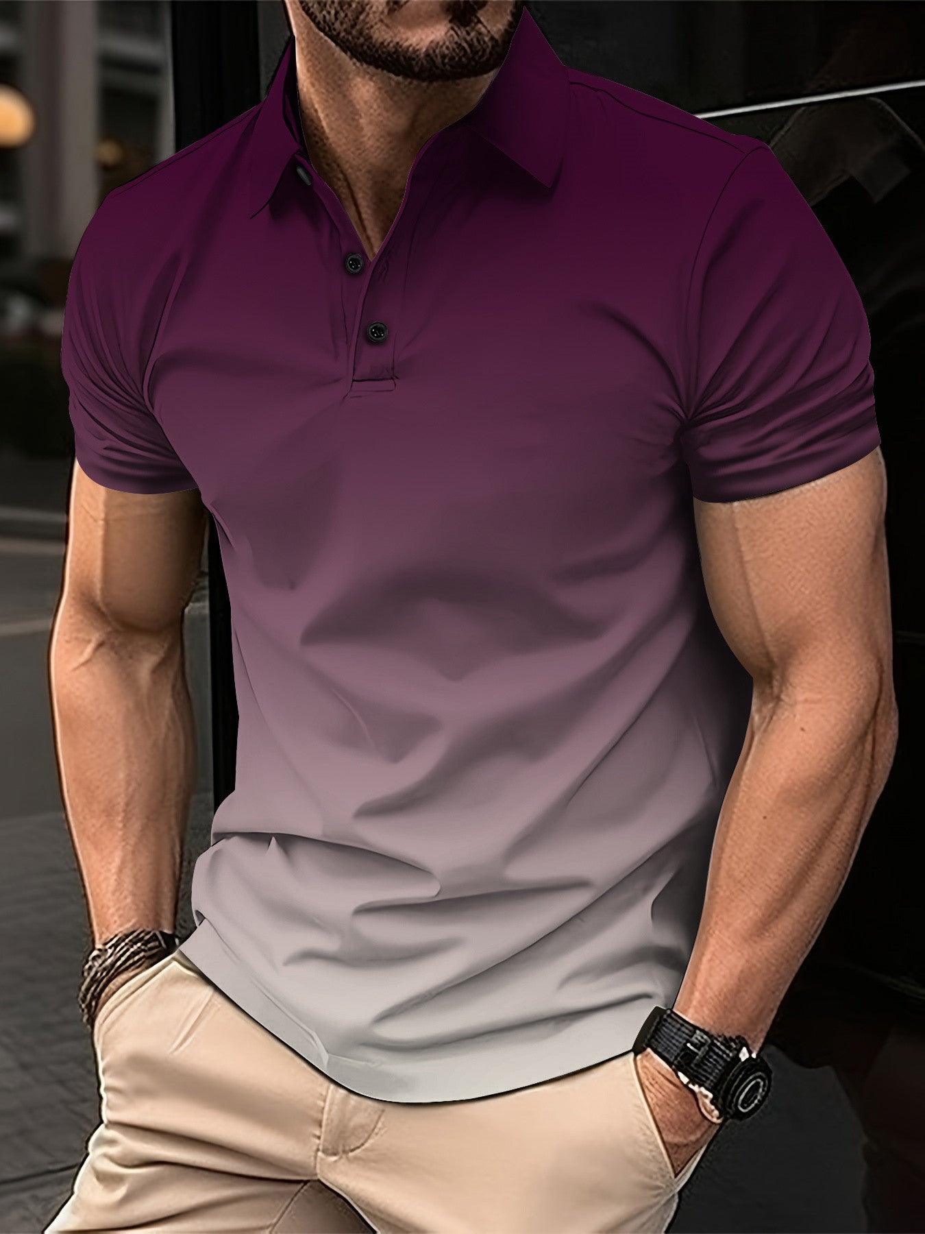 Avelena | Herren Gradient Kurzarm Poloshirt