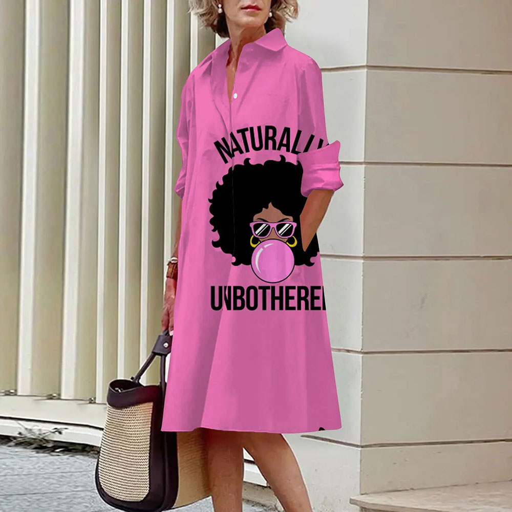 Avelena | Abstraktes Gesichtsprint Hemdkleid