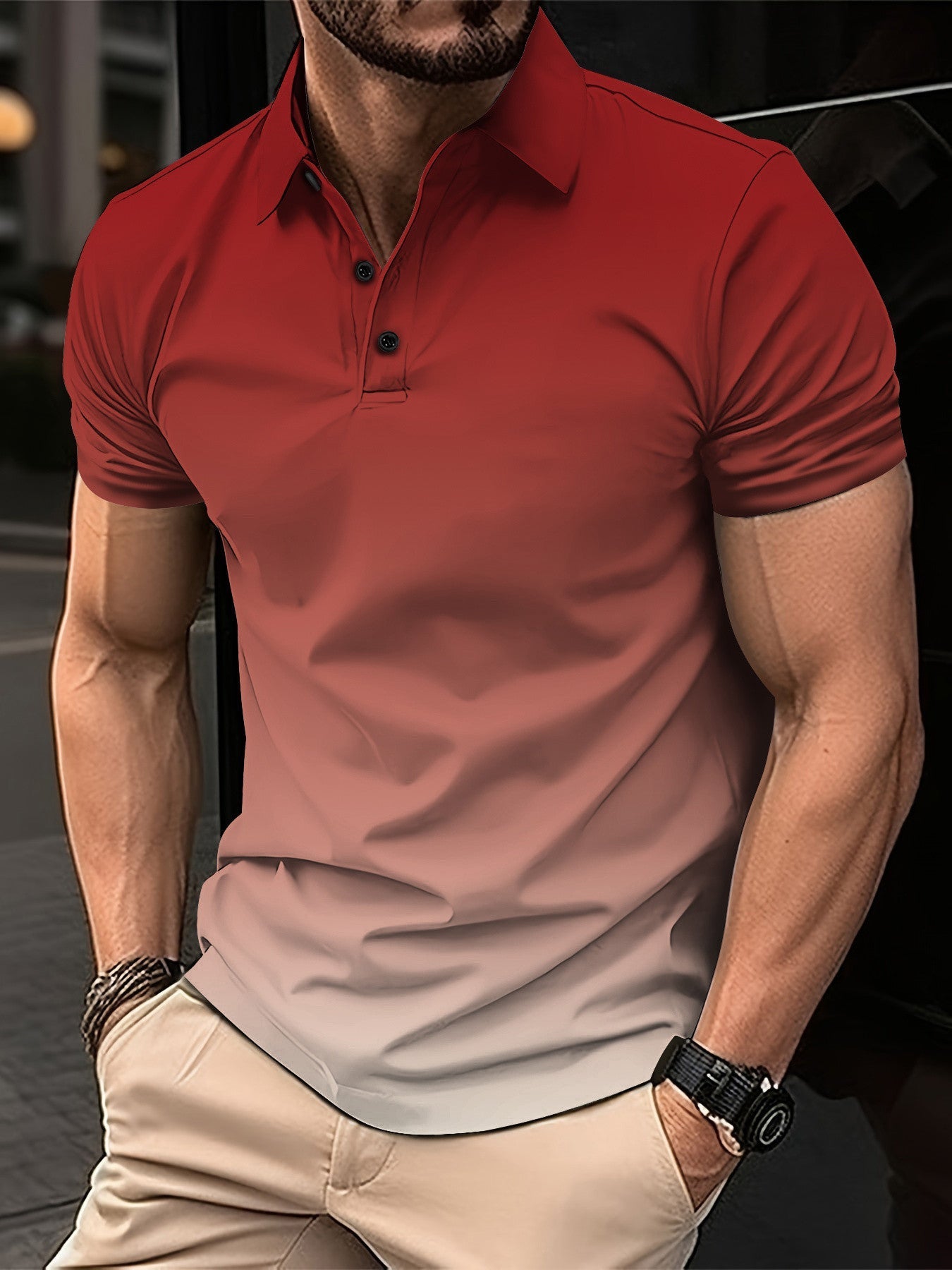 Avelena | Herren Gradient Kurzarm Poloshirt