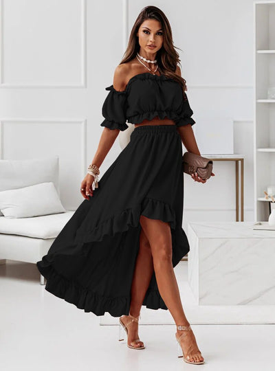 Schulterfreies Rüschen-Set | Eleganz & Femininer Stil | Femininer Charme