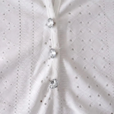 Avelena | Spitzenpaspel V-Ausschnitt Freizeitbluse