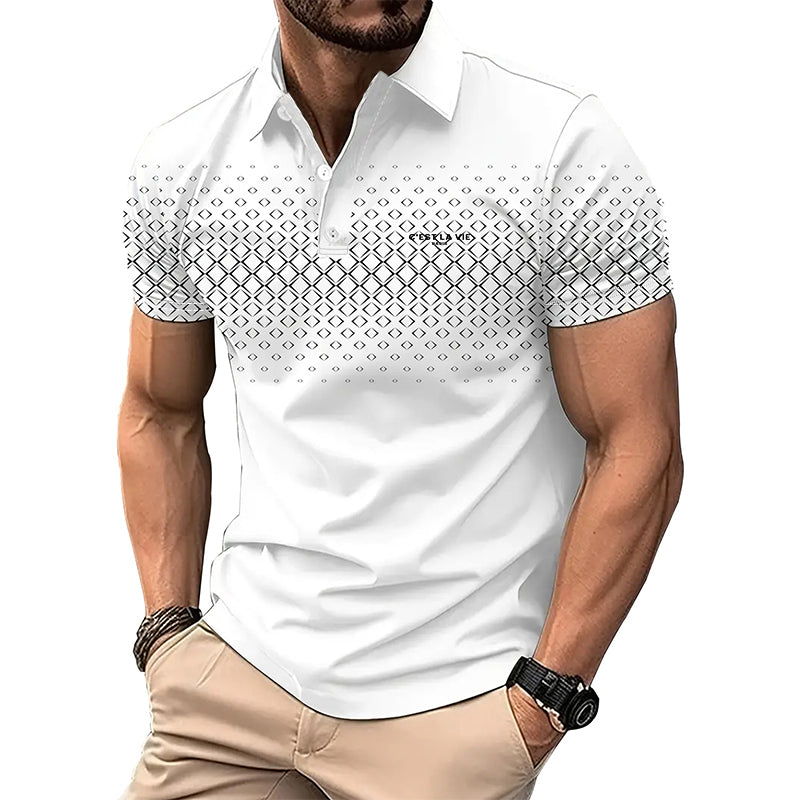 Avelena | Herren Slim Fit 3D Druck Polo Shirt