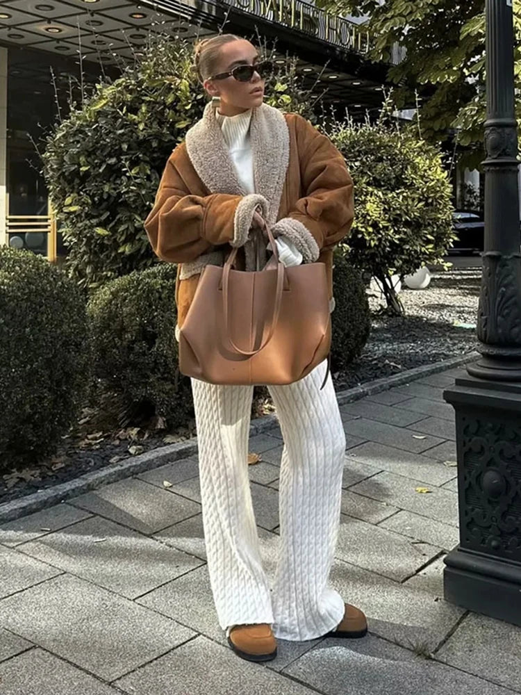 Giovanna™ | Damen winterjacke aus kunstlammfell, modisch und warm mit umlegekragen