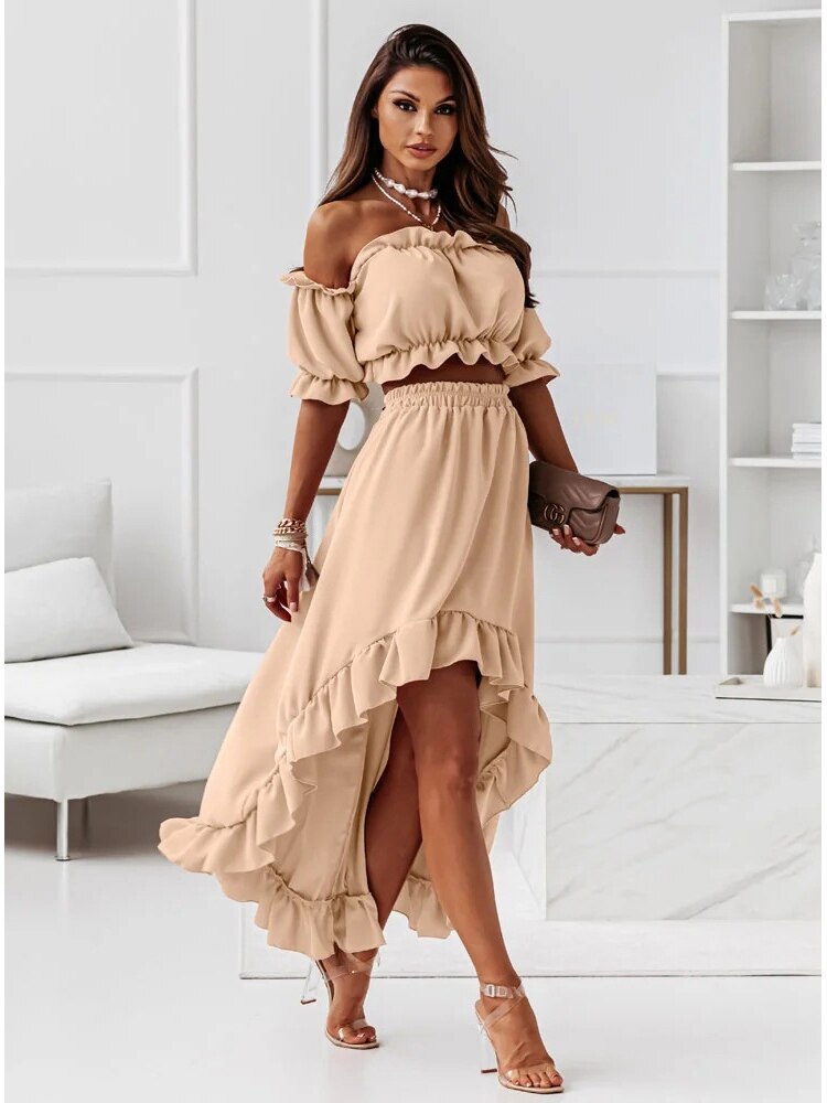 Schulterfreies Rüschen-Set | Eleganz & Femininer Stil | Femininer Charme