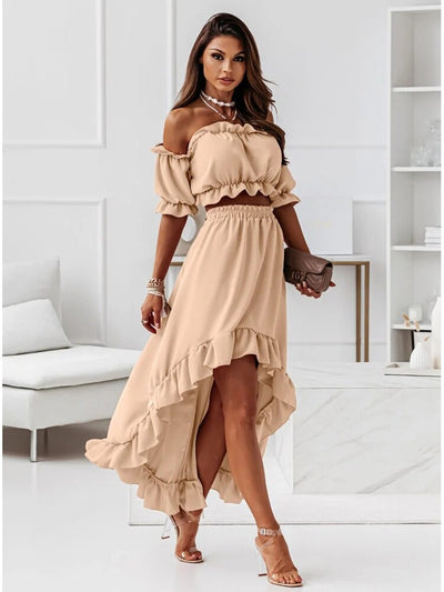 Schulterfreies Rüschen-Set | Eleganz & Femininer Stil | Femininer Charme