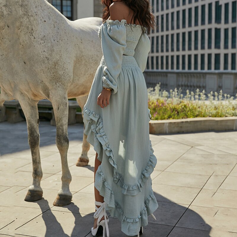 Off-Shoulder Zweiteiliges Set | Boho-Stil | Rüschen-Details