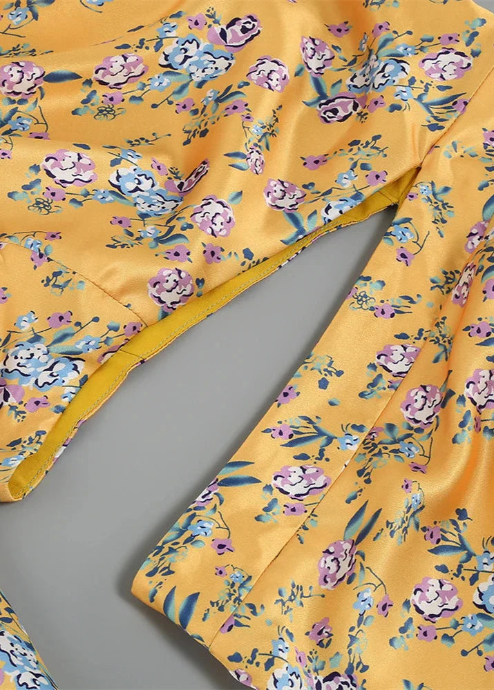 Asymmetrisches Maxikleid | Florales Muster & Rüschen | Elegante Leichtigkeit