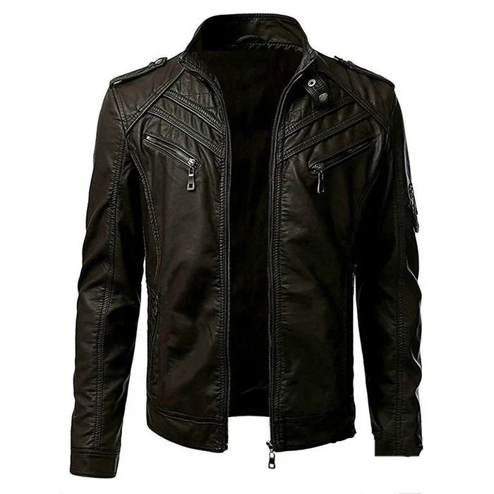 Herren Stilvolle Premium Bikerjacke | Mehrere Taschen
