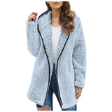 Trendy Lang Fleece Damenjacke - Luna in Blau