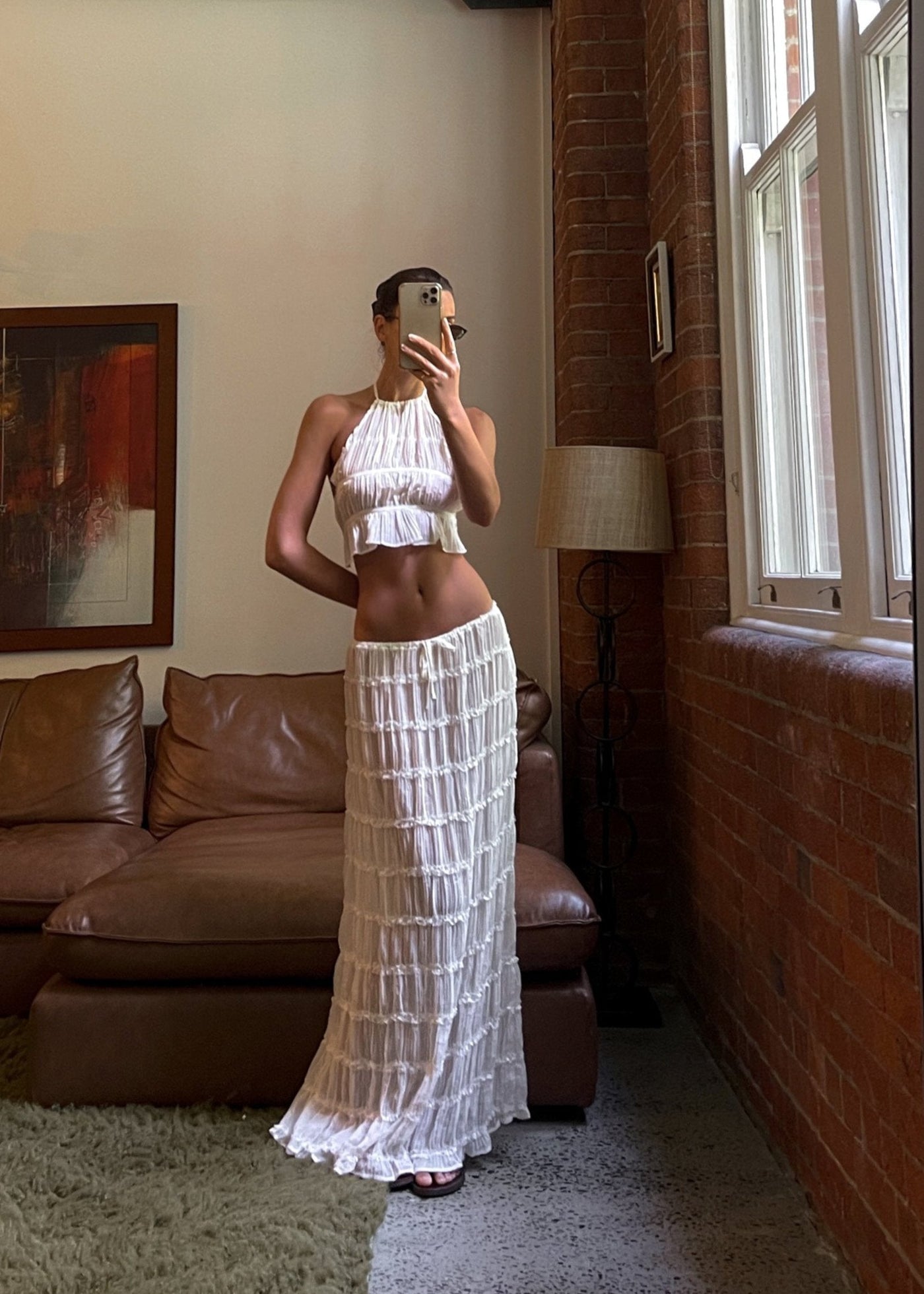 Transparentes Zweiteiler-Set | Halterneck-Top & Maxirock | Luftige Eleganz