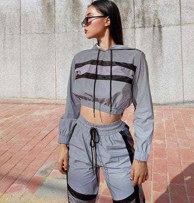 Heidi-Mode | Reflektierender Cropped Hoodie Overall