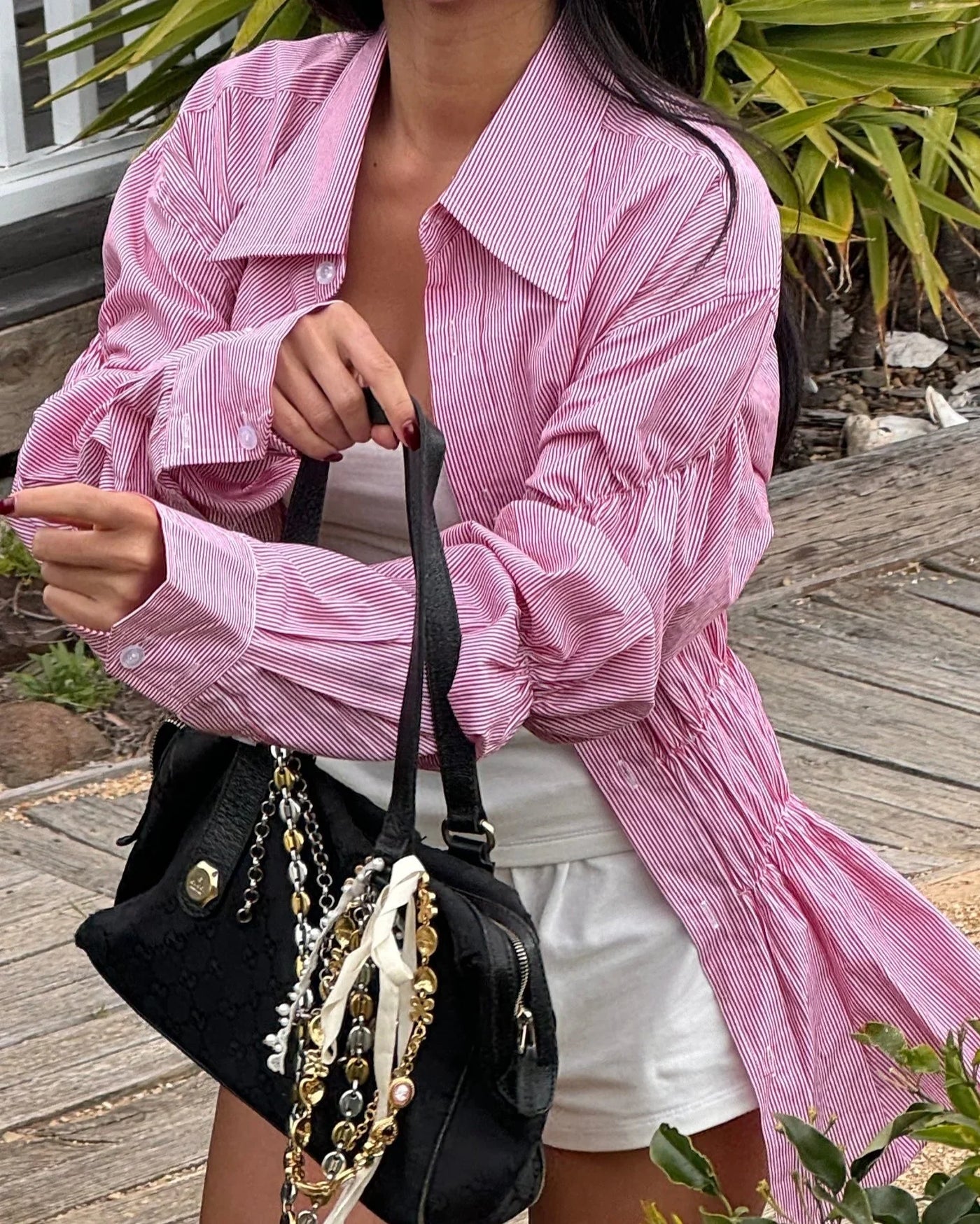 Raffinierte Bluse mit Raffung und Hemdkragen für Damen