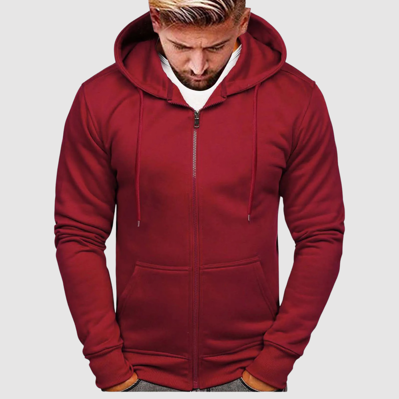 Julian - Dicke Fleecejacke mit Reißverschluss und Kapuze für Herren