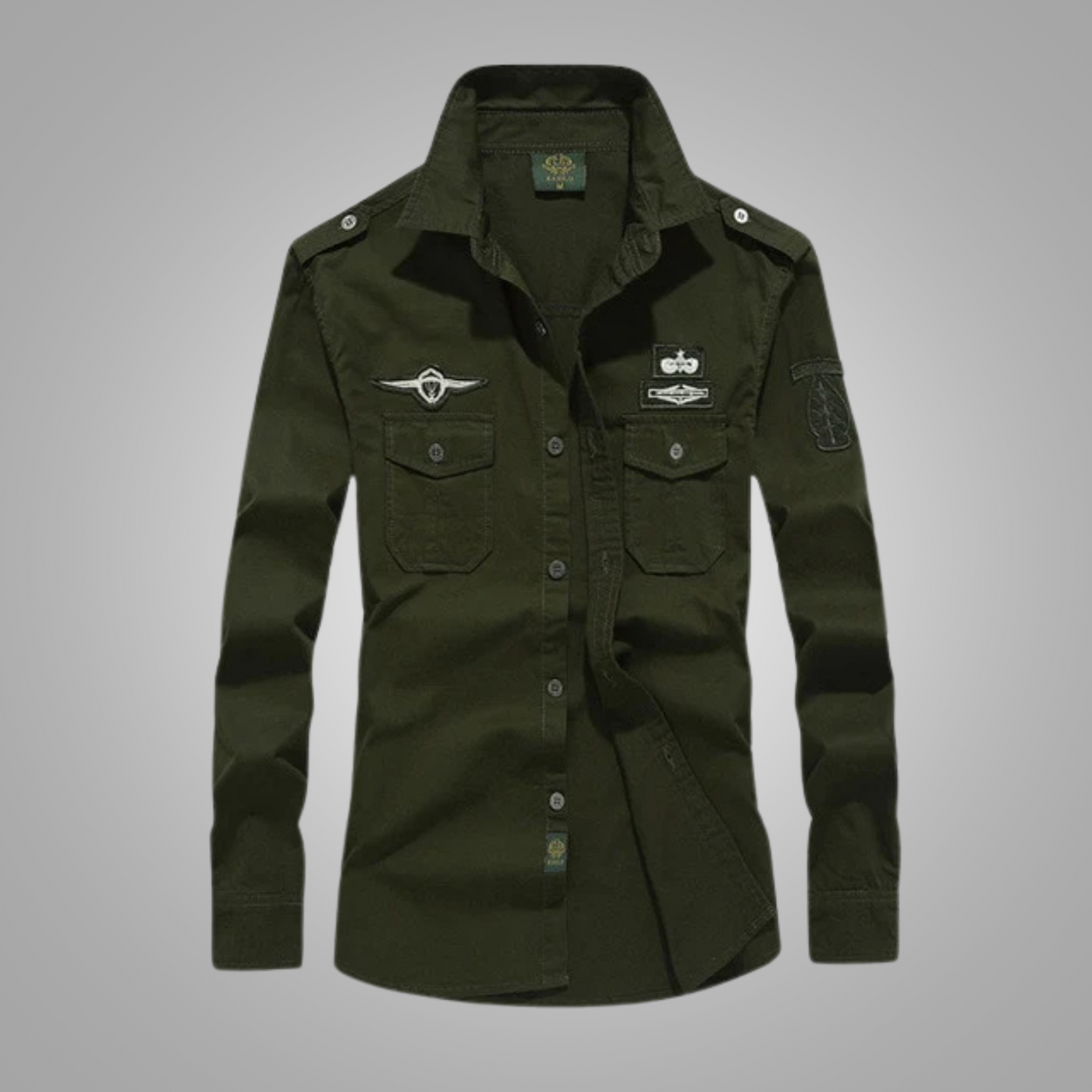 Isaac - Langärmliges Baumwollhemd mit Stickerei