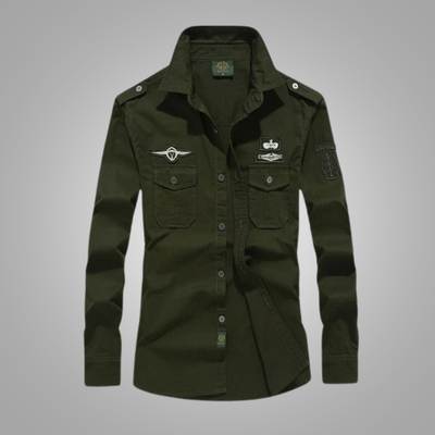 Isaac - Langärmliges Baumwollhemd mit Stickerei