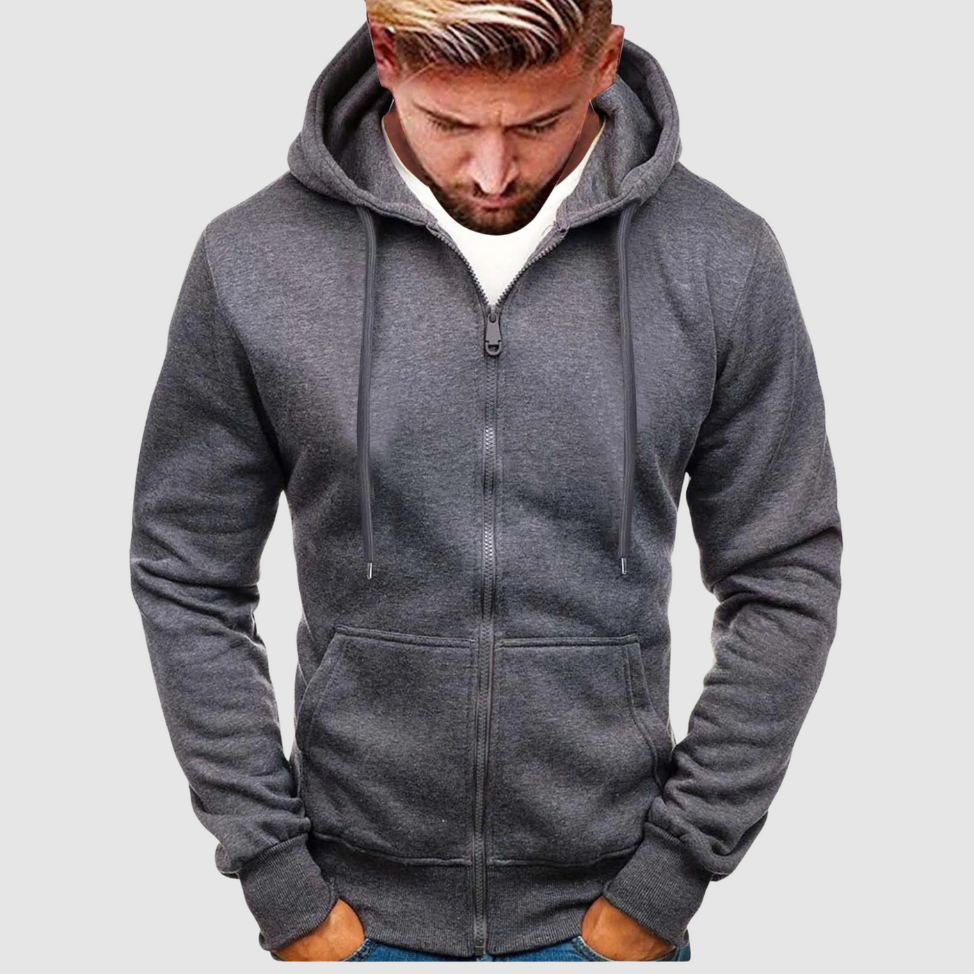 Julian - Dicke Fleecejacke mit Reißverschluss und Kapuze für Herren