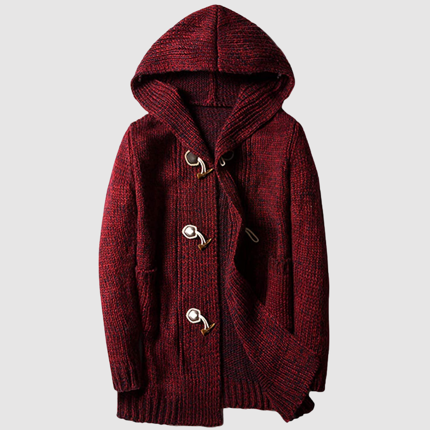 Simon - Lose Horn Button Up Mid Long Hooded Pullover
