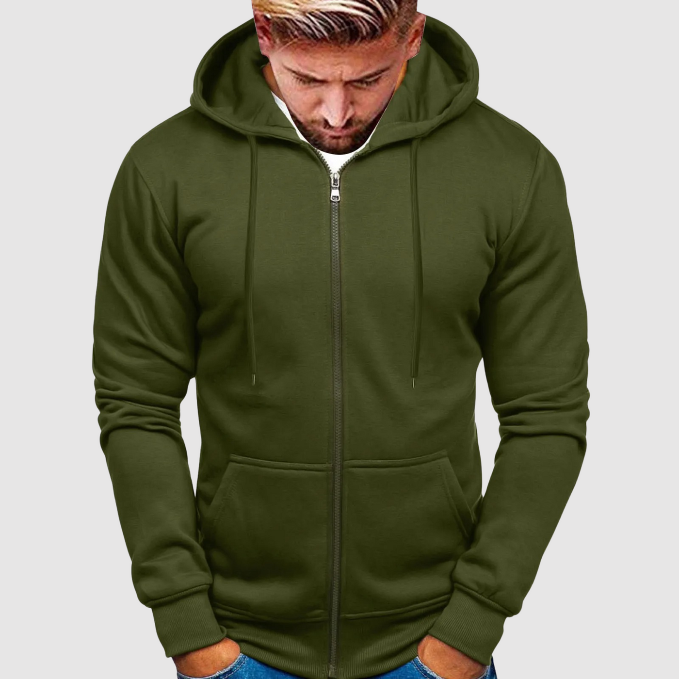 Julian - Dicke Fleecejacke mit Reißverschluss und Kapuze für Herren