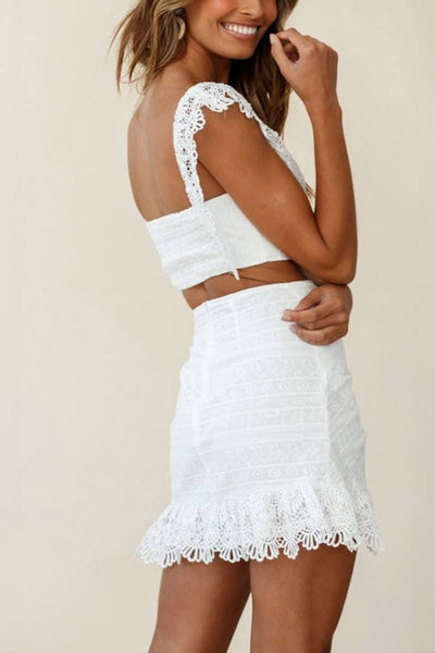 Zweiteiliges Set mit Spitze | Femininer Stil & Wickelrock | Sommerlicher Look