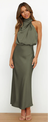 Luna - Maxikleid mit Drapierung in Grün