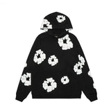 Lässiger Damen Hoodie mit Blumenmuster - Amara in Schwarz