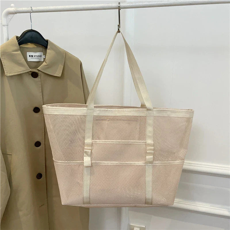 Mira | Große Strandtasche aus leichtem Mesh für Strand und Reisen