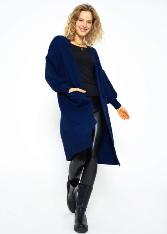 Camryn - Lange Gestrickte Damen Strickjacke