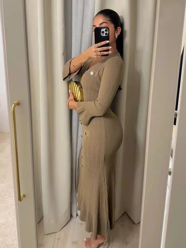 Strickkleid | Knopfleiste | Elegante Silhouette