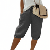 Aaliyah - Damen Shorts mit Bindegürtel in Grau