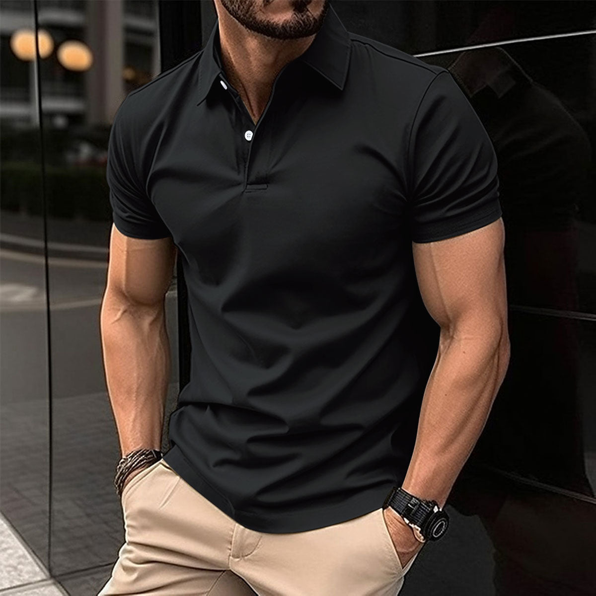 Avelena | Herren Slim Fit Polohemd Einfarbig