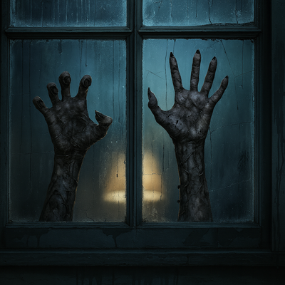 Gruselige Zombiehand-Wandaufkleber für Halloween – Fensterdekoration aus mattem PVC