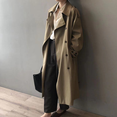 Damen Langer Wasserdichter Trenchcoat | Reverskragen
