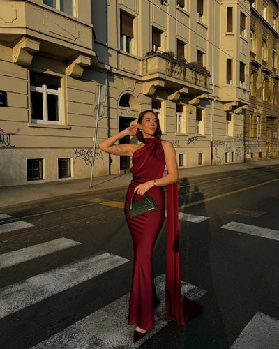 Lucila - Hals Halfter Maxikleid