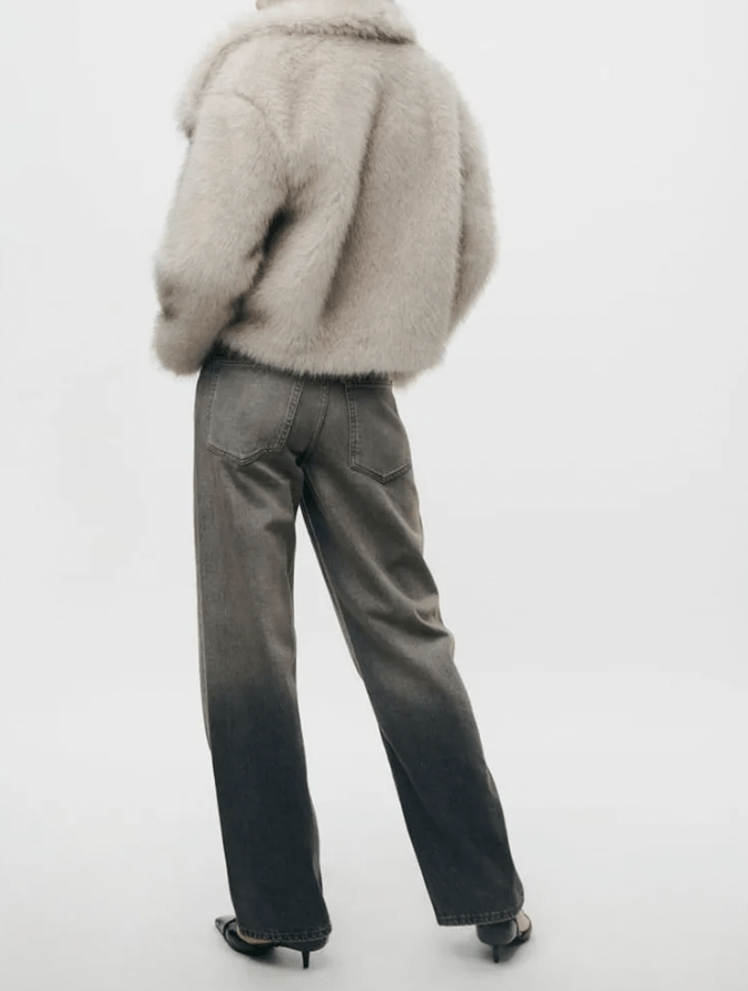 Anna - Kurze Jacke Mit Pelzimitat-Effekt