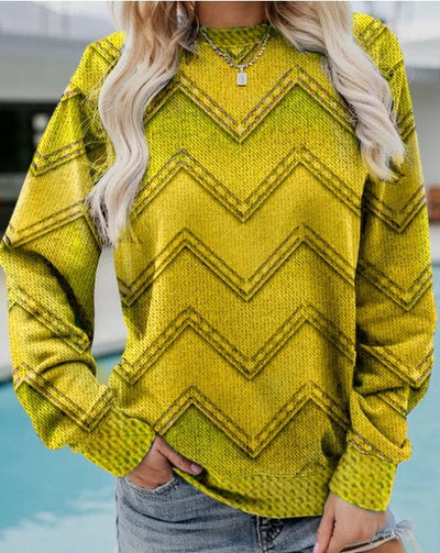 Langarm-Geometrischer Sweatshirt | Zeitlos & Luxuriös | Lässiger Chic