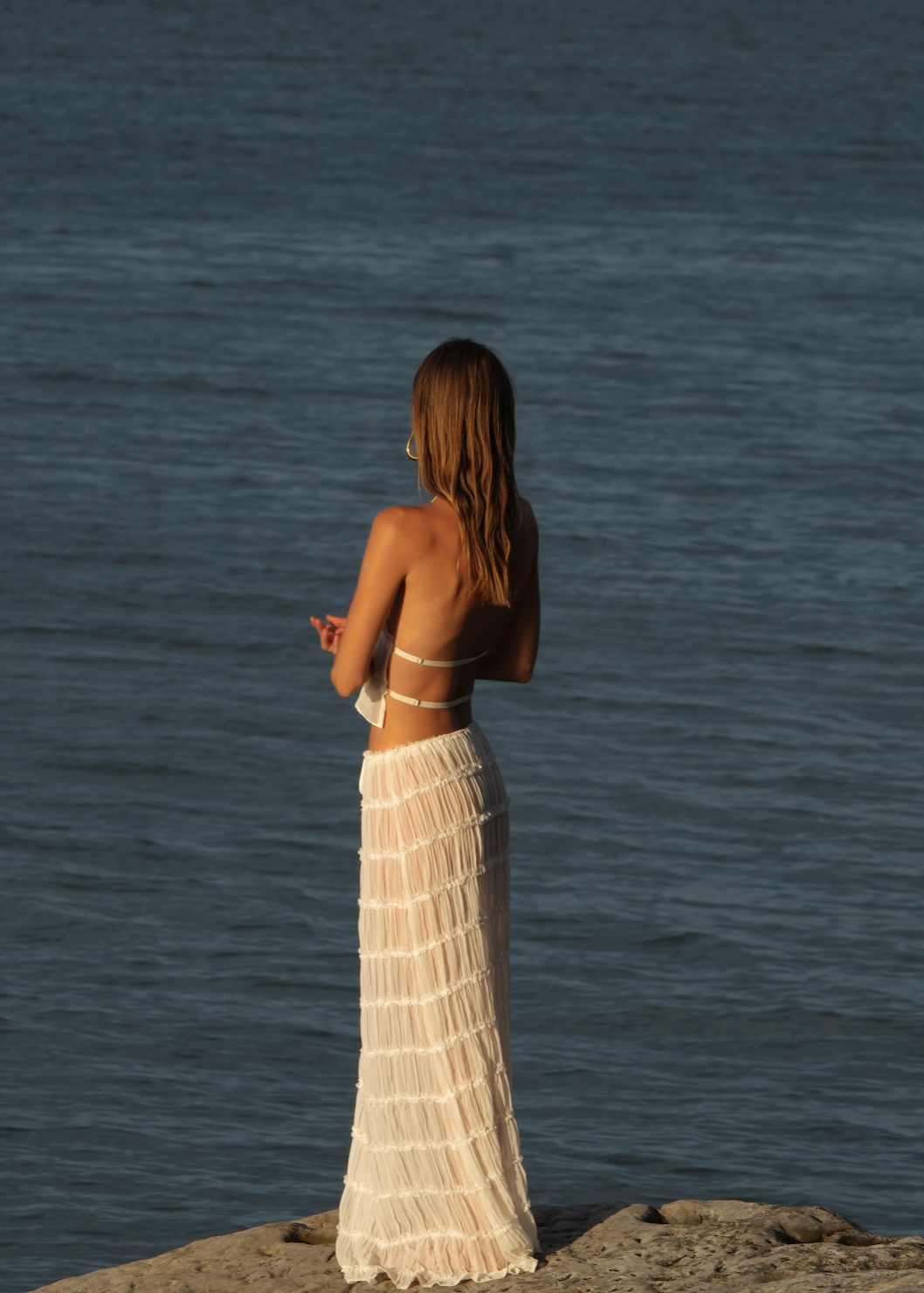 Transparentes Zweiteiler-Set | Halterneck-Top & Maxirock | Luftige Eleganz