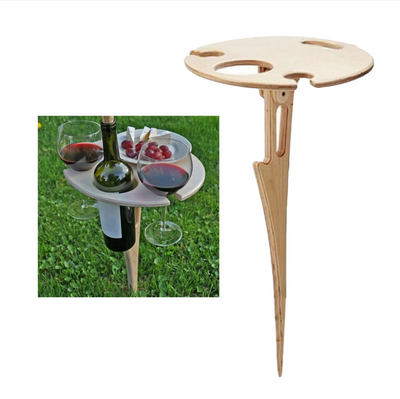 Terraliv Outdoor Getränkehalter – Tragbarer Picknicktisch für Flaschen und Gläser