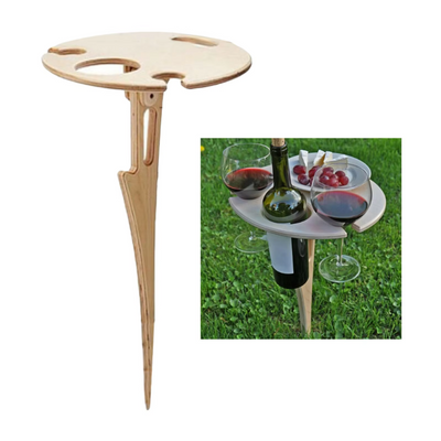 Terraliv Outdoor Getränkehalter – Tragbarer Picknicktisch für Flaschen und Gläser