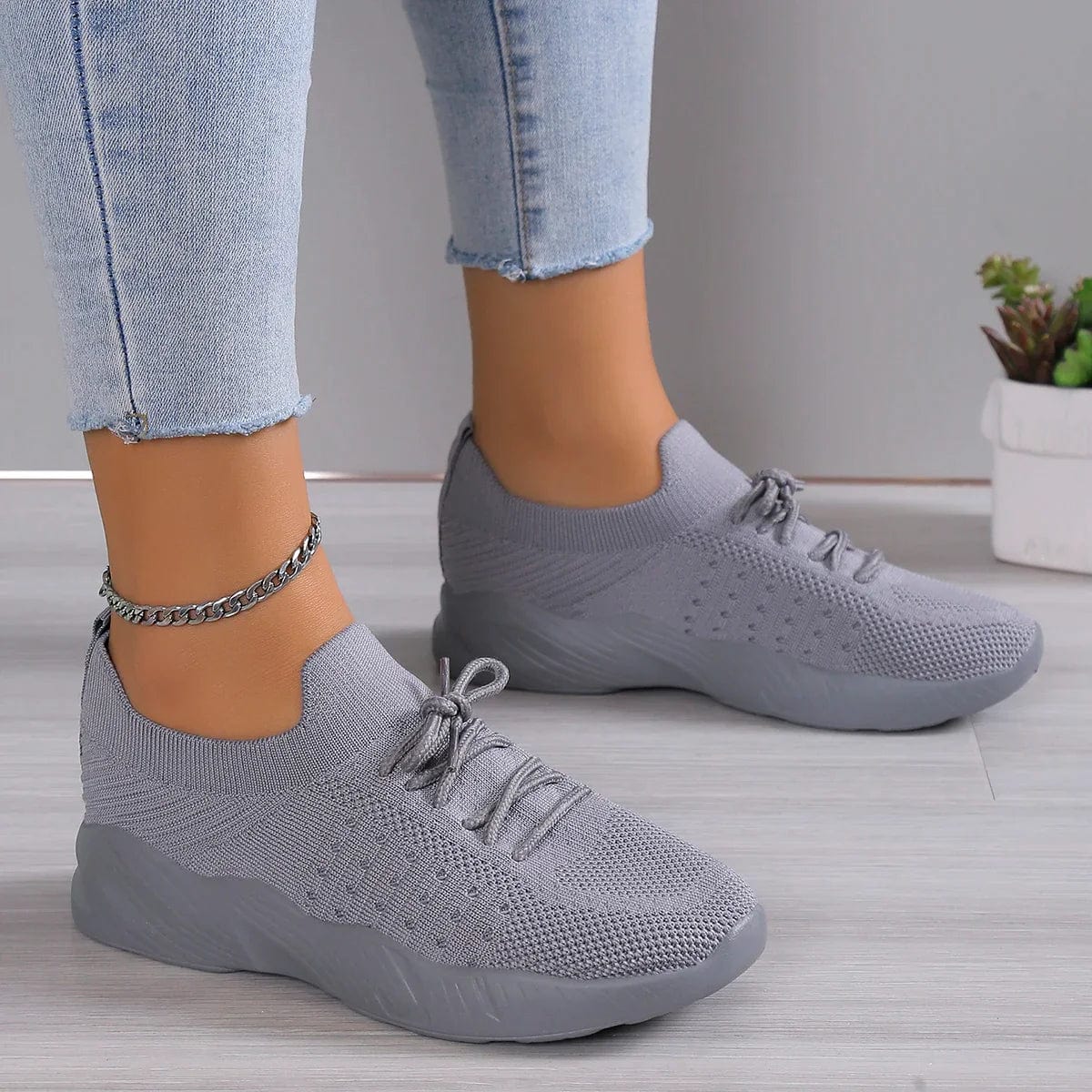 Lara | Schuhe Orthopädische Gummisohle, Stretch-Strickstoff für Komfort