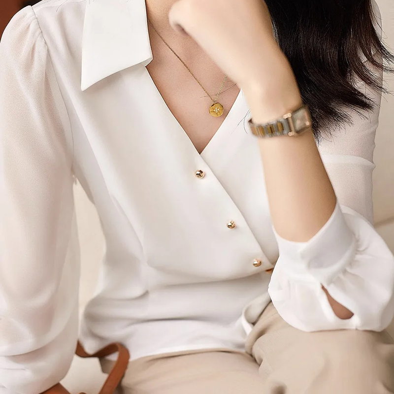 Elegante Bluse | Wickel-Optik | Feminine Puffärmel