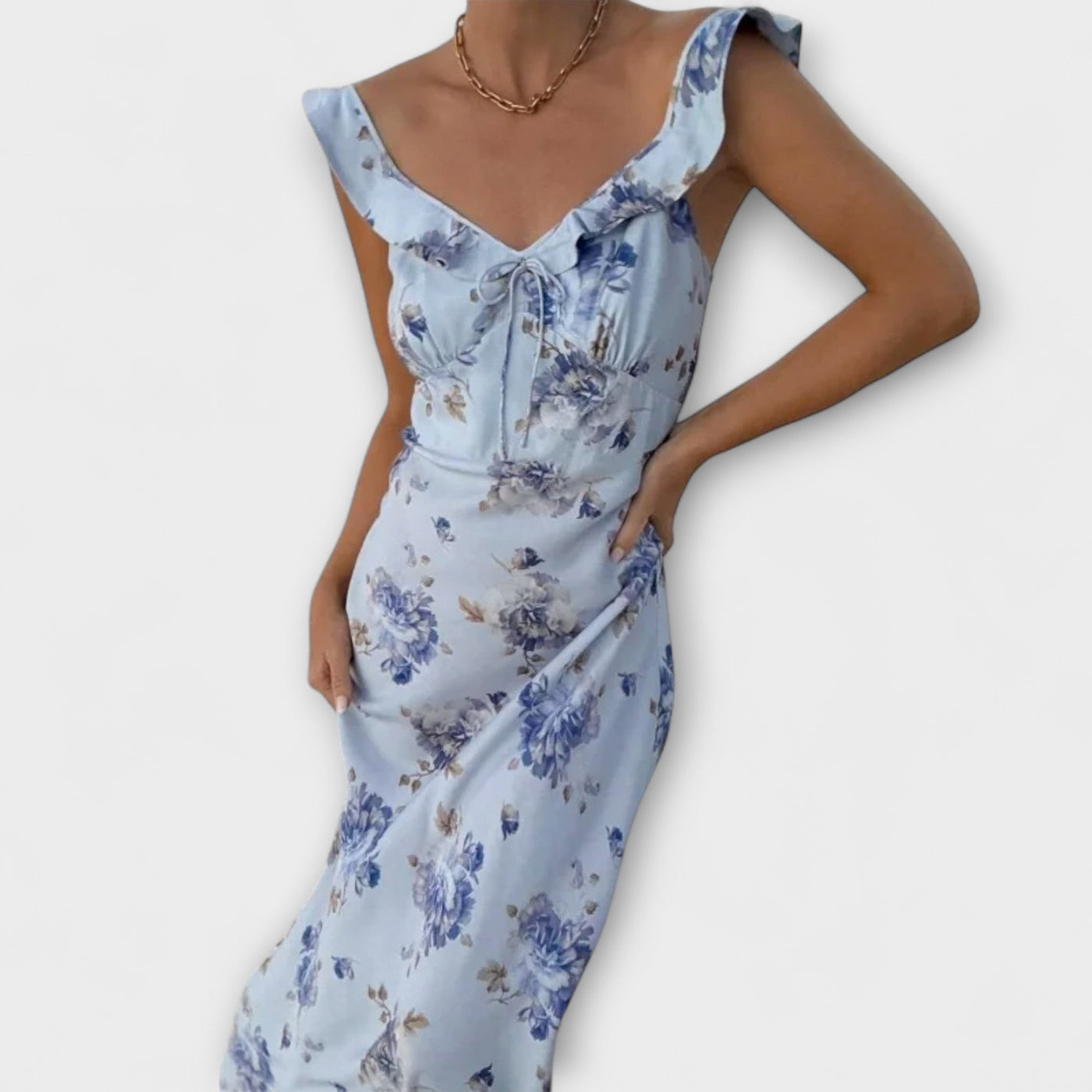 Kryptografisches Floralprint Plunge Maxi Kleid