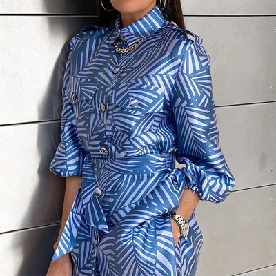 Elegantes Zweiteiler-Set | Bedrucktes Satin | Moderner Luxus