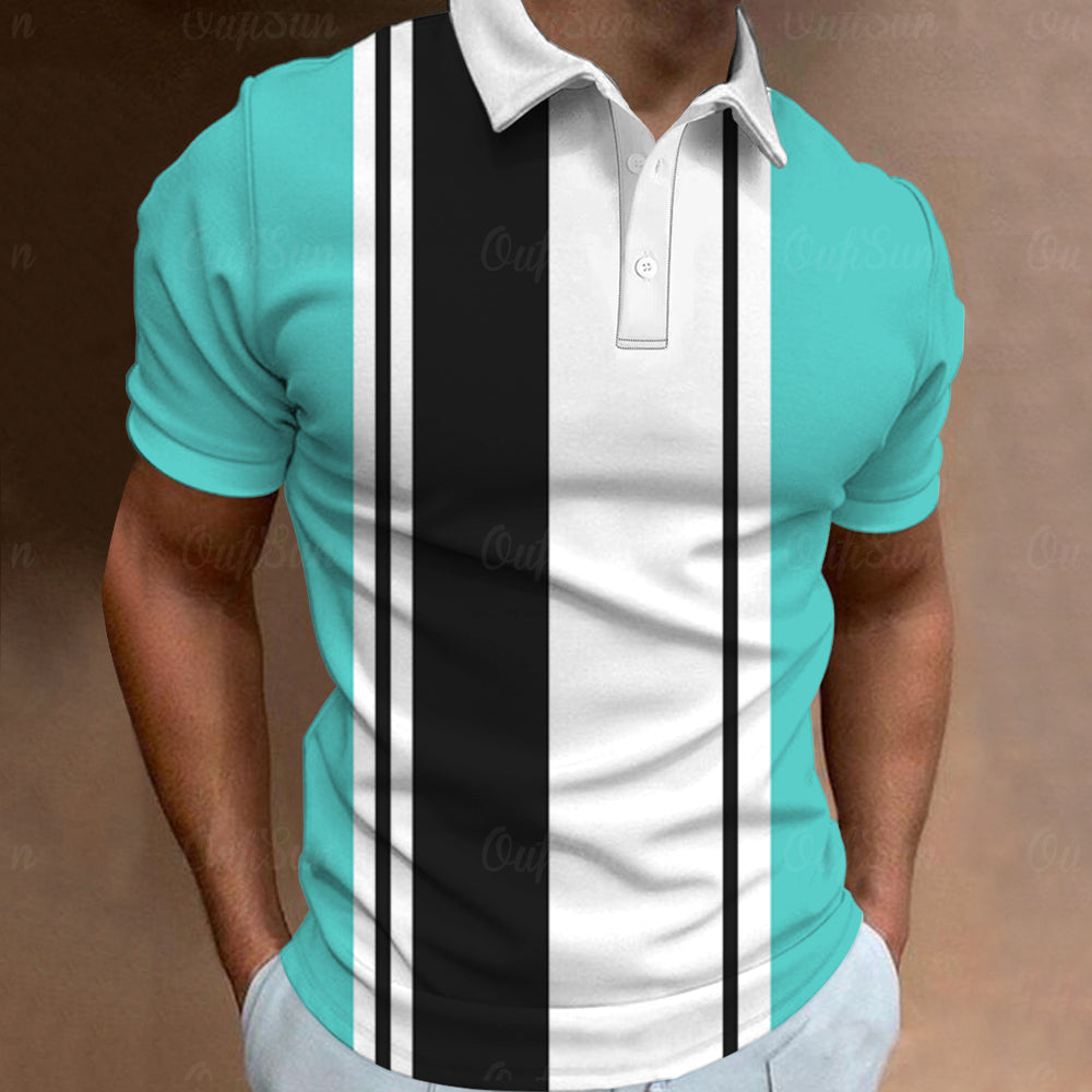 Avelena | Herren 3D Streifen Polohemd