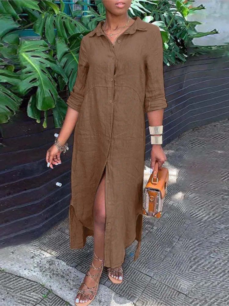 Avelena | Damen Baumwollmischung Lockeres Strandkleid