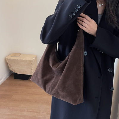 Damenhandtasche aus veganem Wildleder mit Reißverschluss