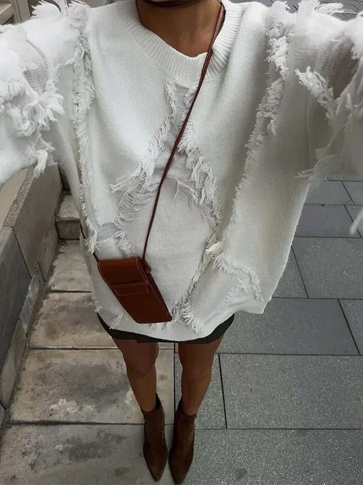 50 % Rabatt | Mattie™ | Damen Strickpullover in Übergröße mit Fransen [ Last day Discount ]