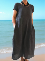 Allie - Lässiges, locker sitzendes Kurzarmkleid für Damen in Schwarz
